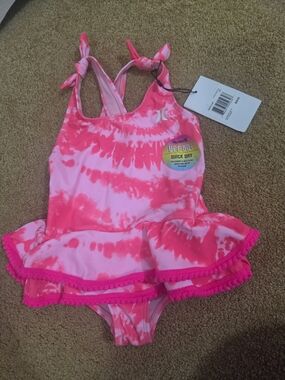 Hurley Pink Tie-Dye Ruffle Toddler One-Piece Swimsuit
